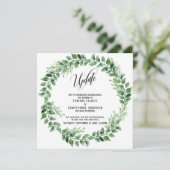 Greenery krans uitgesteld bruiloft update Kaart (Staand voorkant)