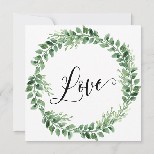 Greenery krans uitgesteld bruiloft update Kaart (Achterkant)