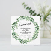 Greenery krans uitgestelde bruiloft aankondiging (Staand voorkant)