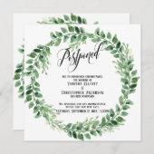 Greenery krans uitgestelde bruiloft aankondiging (Voorkant / Achterkant)