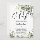 Greenery laat Baby shower Registry QR Code Foto Kaart (Voorkant)