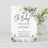 Greenery laat Baby shower Registry QR Code Foto Kaart (Staand voorkant)