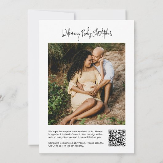 Greenery laat Baby shower Registry QR Code Foto Kaart (Achterkant)