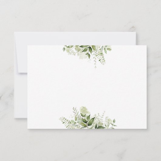 Greenery laat elegant Script Heart Kindly Reply RSVP Kaartje (Achterkant)