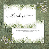 Greenery laat elegant script over bedankkaart