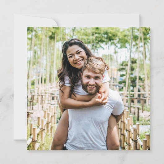 Greenery laat legant script foto Wedding Kaart (Achterkant)