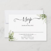 Greenery laat legant Script Wedding RSVP Kaartje (Voorkant)
