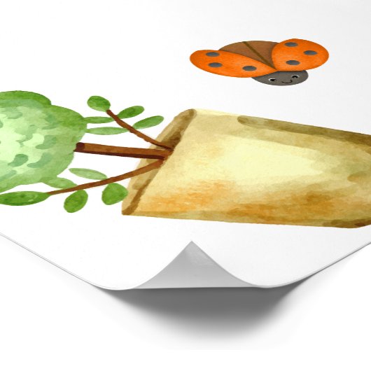 Greenery Ladybug Garden Baby shower Welkom Poster (Hoek)