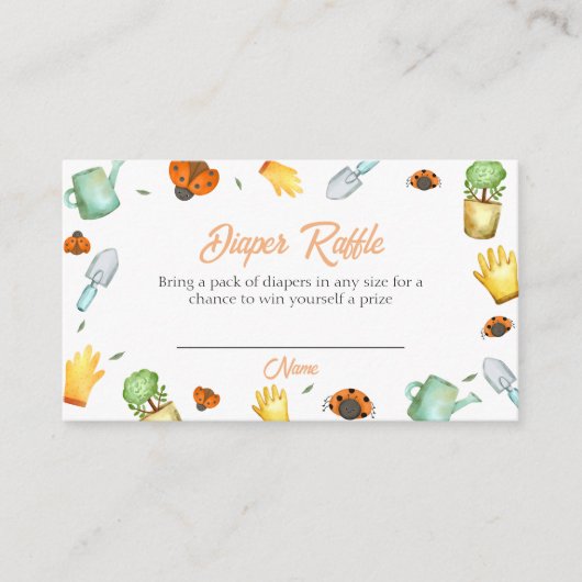 Greenery Ladybug Tuin Luier Raffle Baby shower Informatiekaartje (Voorkant)