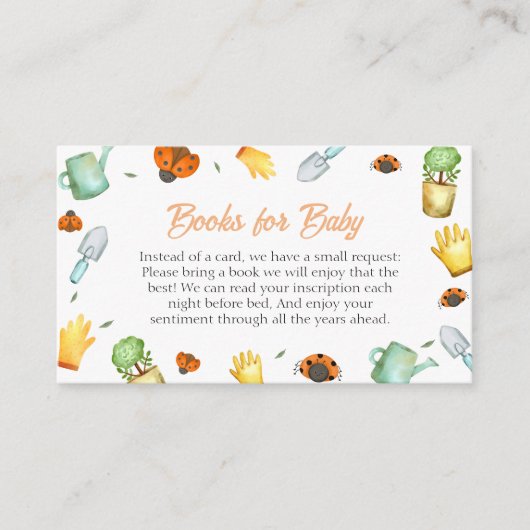 Greenery Ladybug Tuinboeken voor Baby shower Informatiekaartje (Voorkant)