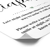 Greenery Late Night Diapers Baby shower Game Sign Poster (Hoek)