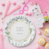 Greenery Laurel Garland Faux Gold Foil Wedding Papieren Bordje (Feest)