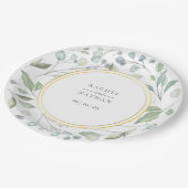 Greenery Laurel Garland Faux Gold Foil Wedding Papieren Bordje (Gekanteld)