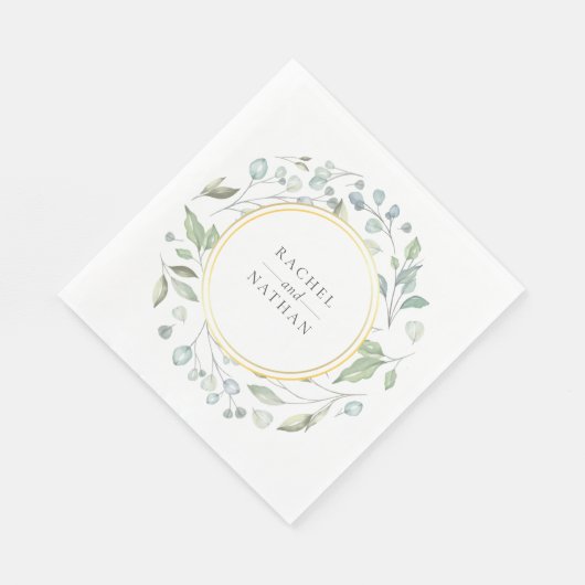 Greenery Laurel Garland Faux Gold Foil Wedding Servet (Hoek)