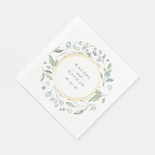 Greenery Laurel Garland Faux Gold Foil Wedding Servet (Hoek)