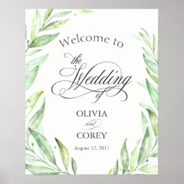 Greenery Laurel Wreath Welcome Signage Poster