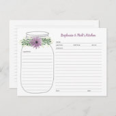 Greenery lavender Floral Mason Jar Recipe Kaarten (Voorkant / Achterkant)