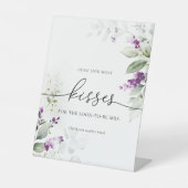 Greenery Lavender Gast Hoeveel Kisses Teken Reclamebord Met Voetstuk (Voorkant)