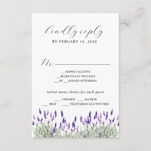 Greenery Lavender Lila Paars Lila Wedding RSVP E Informatiekaartje (Voorkant)