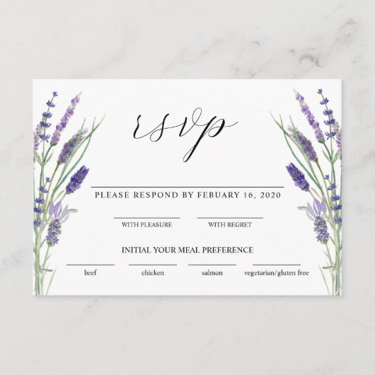 Greenery Lavender Lila Paars Lila Wedding RSVP Informatiekaartje (Voorkant)