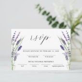 Greenery Lavender Lila Paars Lila Wedding RSVP Informatiekaartje (Staand voorkant)