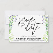 Greenery Lavender Rustic Wedding Save The Date (Voorkant)