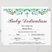 Greenery leaf Baby Dedication Certificate (Voorkant / Achterkant)