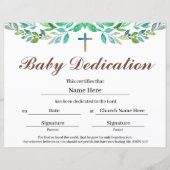 Greenery leaf Baby Dedication Certificate (Voorkant)
