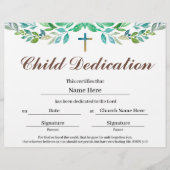 Greenery leaf Child Dedication Certificate (Voorkant)
