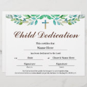 Greenery leaf Child Dedication Certificate (Voorkant / Achterkant)
