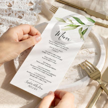 Greenery Leaf Floral Minimal Wedding Menu