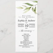 Greenery Leaf Floral Minimal Wedding Programs Programmakaart (Voorkant)