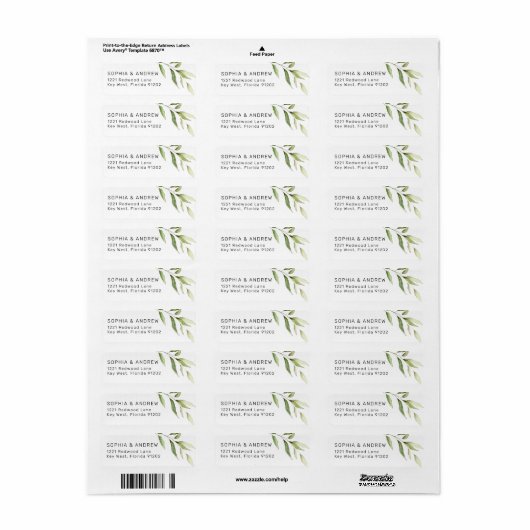 Greenery Leaf Floral Return Label (Full Sheet)