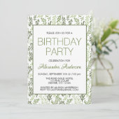 Greenery Leaf Pattern Elegant Verjaardagsfeest Kaart (Staand voorkant)