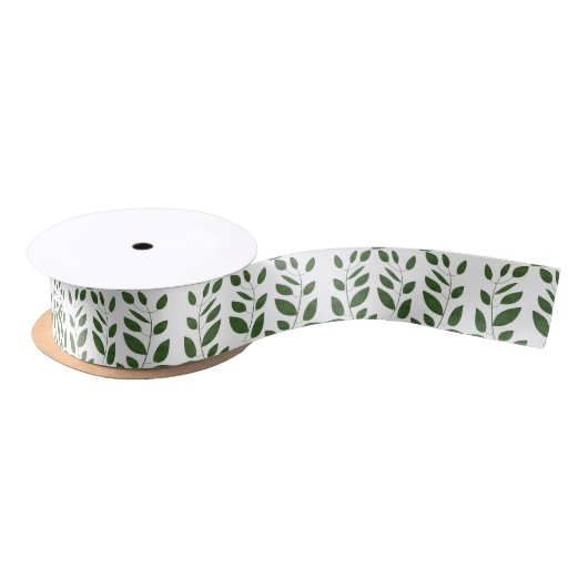 Greenery Leaf Pattern Satijnen Lint (Spoel)