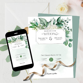 Greenery Leaf Print of Digital Wedding Kaart