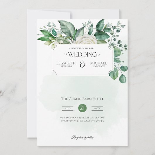 Greenery Leaf Print of Digital Wedding Kaart (Voorkant)