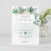 Greenery Leaf Print of Digital Wedding Kaart (Staand voorkant)