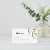 Greenery Leaf Rustic hoeveel Kisses spelen Plaatskaartje (Staand voorkant)