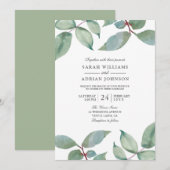 Greenery Leaf Summer Spring Wedding Invitation Kaart (Voorkant / Achterkant)