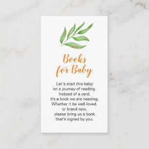 Greenery Leaf Waterverf Baby shower Book Request Informatiekaartje