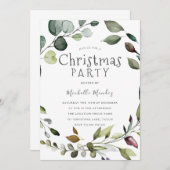 Greenery Leaf Wreath Waterverf Kerstfeest Kaart (Voorkant / Achterkant)