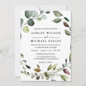 Greenery Leaf Wreath Waterverf Modern Wedding Kaart (Voorkant)