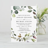 Greenery Leaf Wreath Waterverf Modern Wedding Kaart (Staand voorkant)