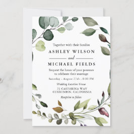 Greenery Leaf Wreath Waterverf Modern Wedding Kaart