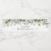 Greenery Leafy Branch Modern Script Vrijgezellenfe Waterfles Etiket (Enkel label)