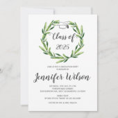 Greenery Leafy Wreath Afstudeerder Pet Afstuderen Kaart (Voorkant)