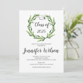 Greenery Leafy Wreath Afstudeerder Pet Afstuderen Kaart (Staand voorkant)