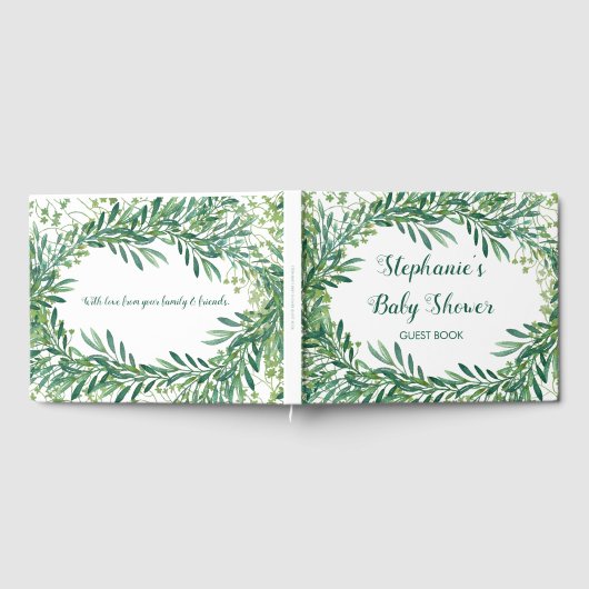 Greenery Leaves Baby shower Gastenboek (Volledig)