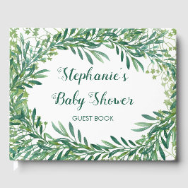 Greenery Leaves Baby shower Gastenboek